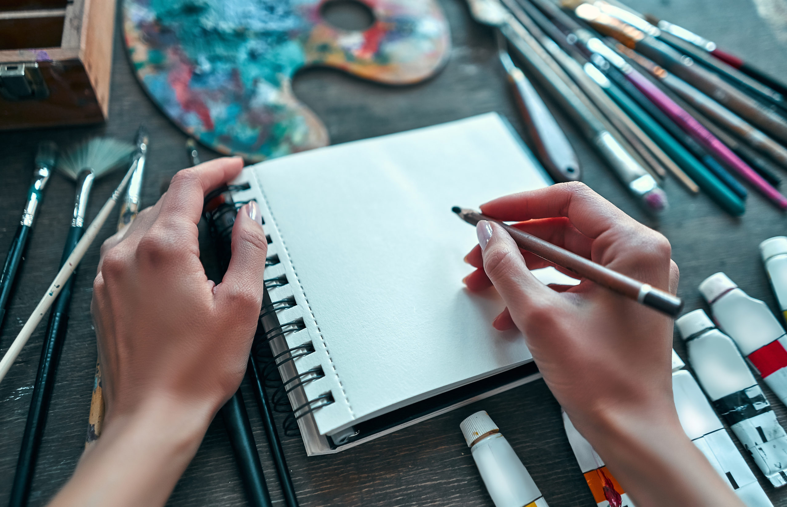 Female artist working