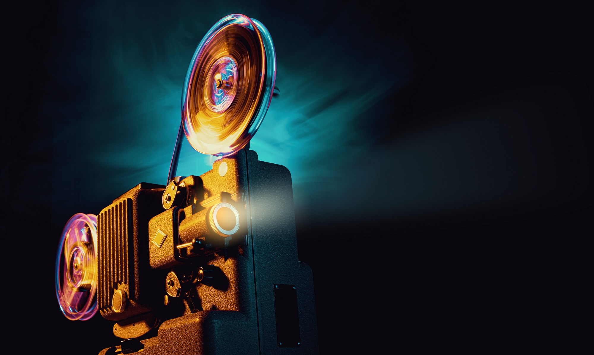 Vintage film projector and film screening