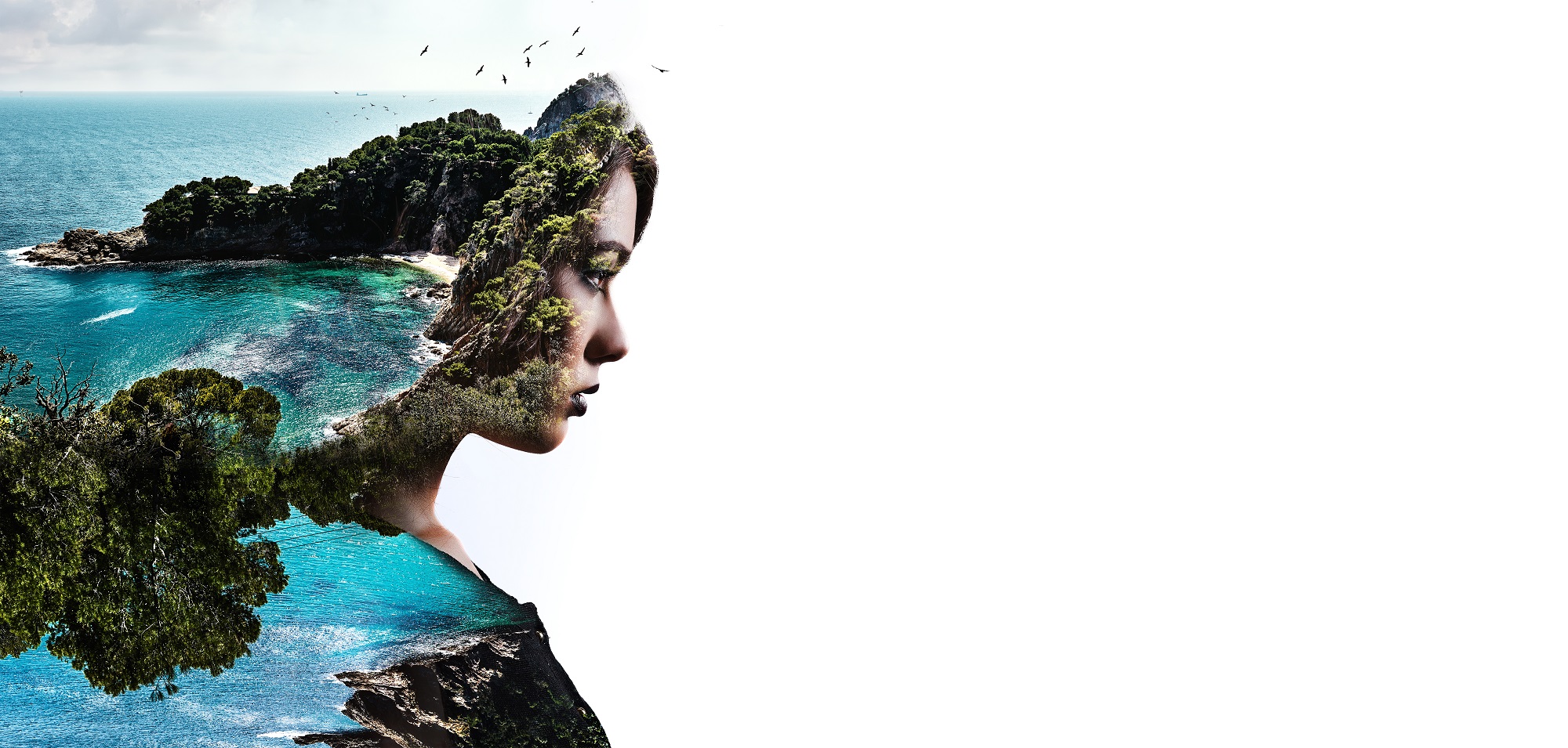 Double multiple exposure digitally generated photography. Portra