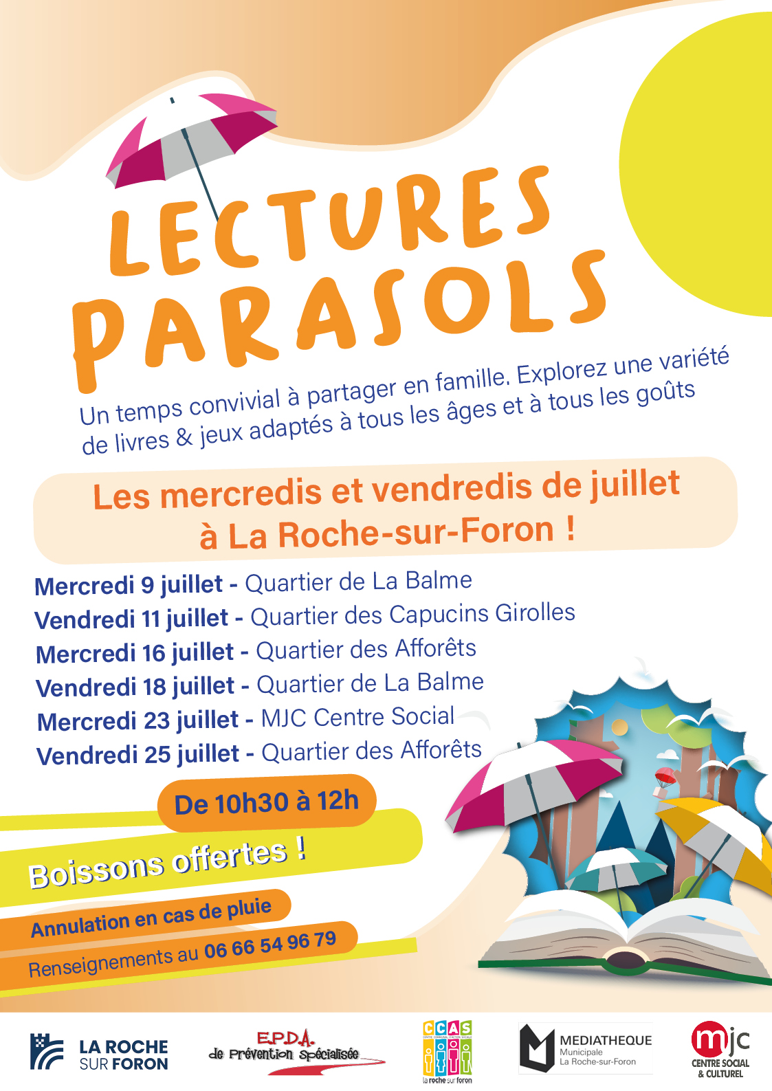 affiche lecture parasols juillet 2025