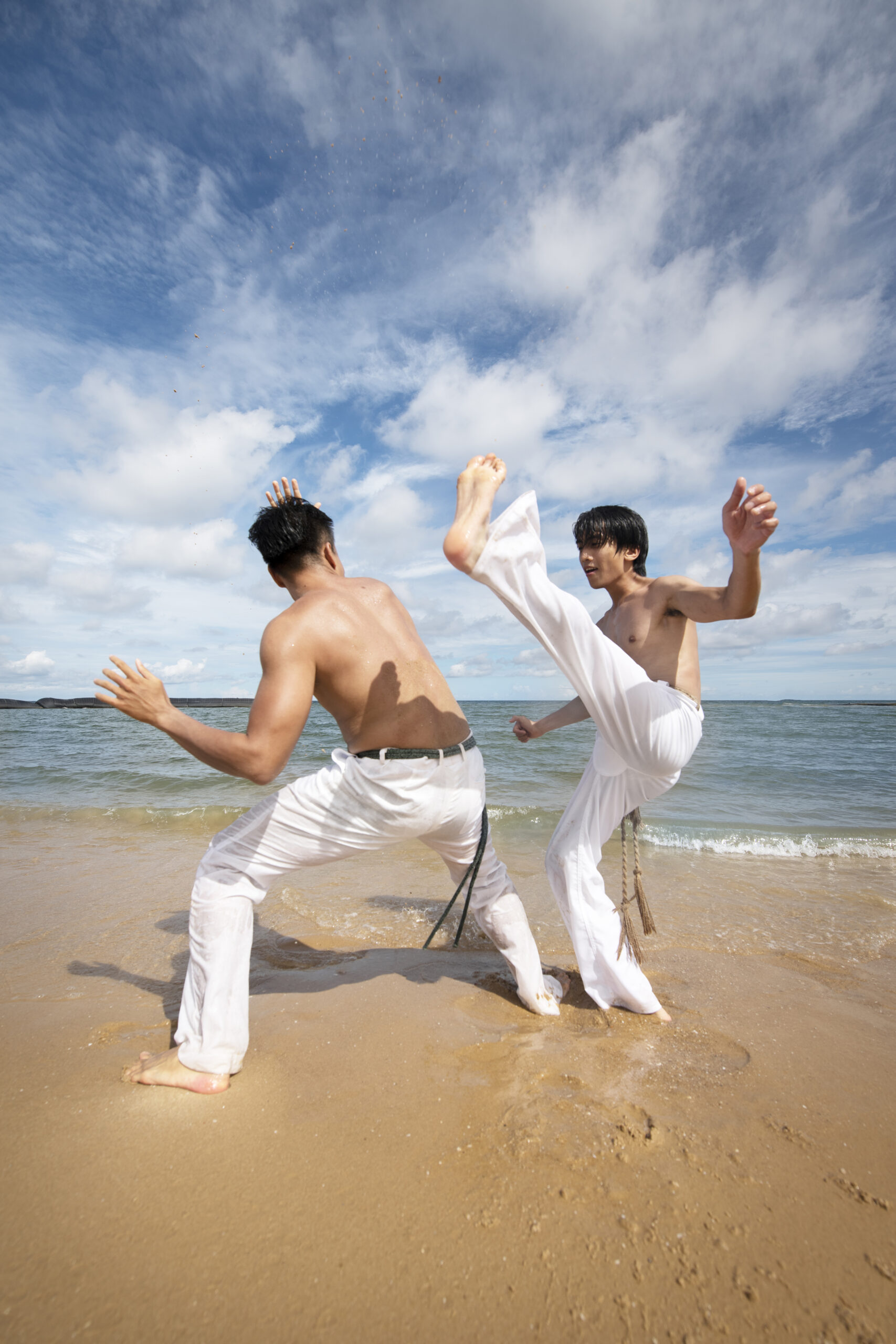 hommes-pres-de-la-plage-pratiquant-ensemble-la-capoeira Danse de société